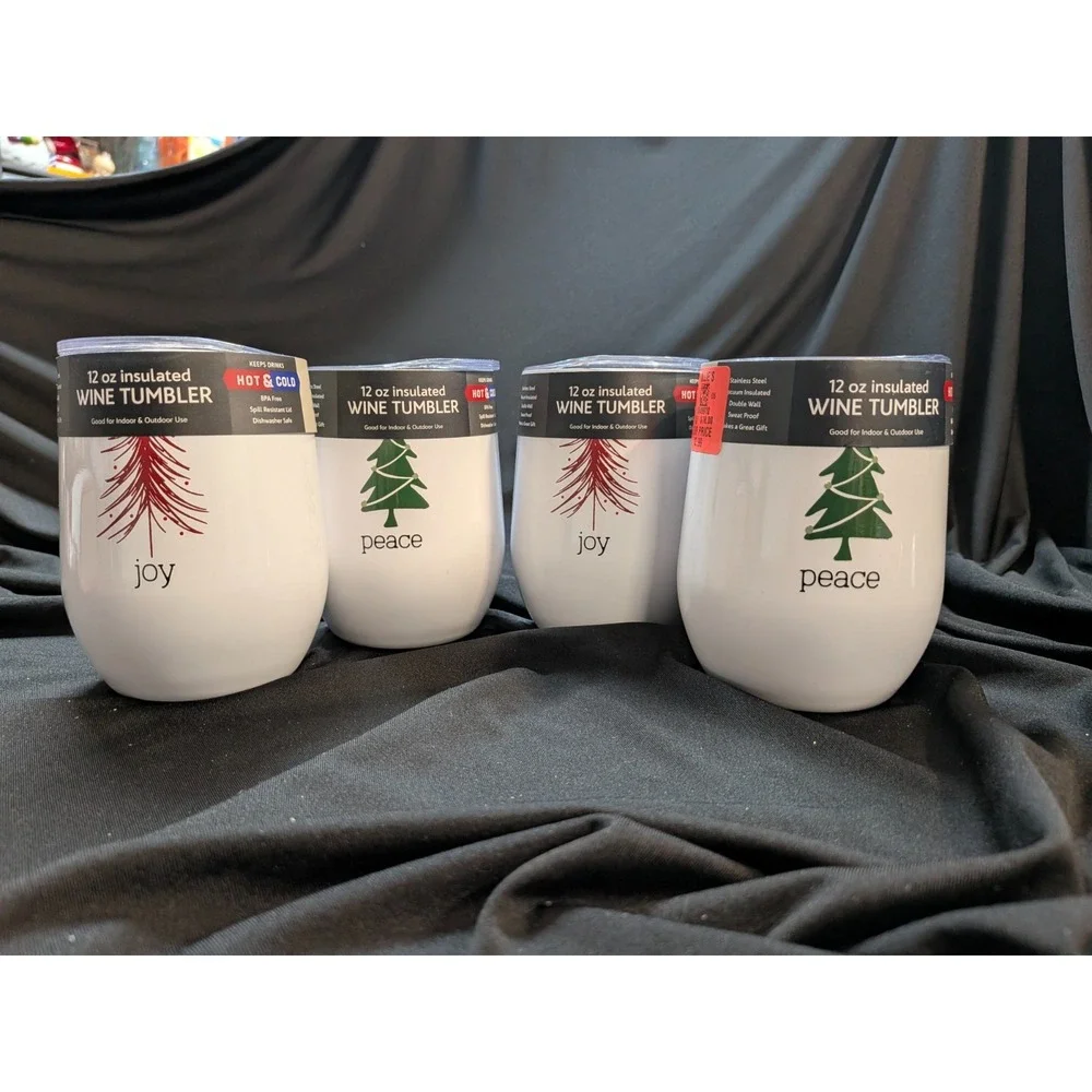 Set Of 4 12oz Stainless Steel Wine Tumbler Rose Quartz Gloss Cambridge